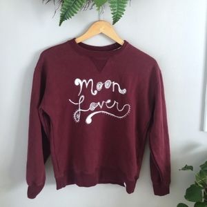 Pacsun LA Hearts Moon Lover Graphic Maroon Pullover Sweatshirt
